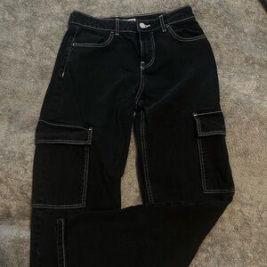 Bershka Black Cargo Women Jeans